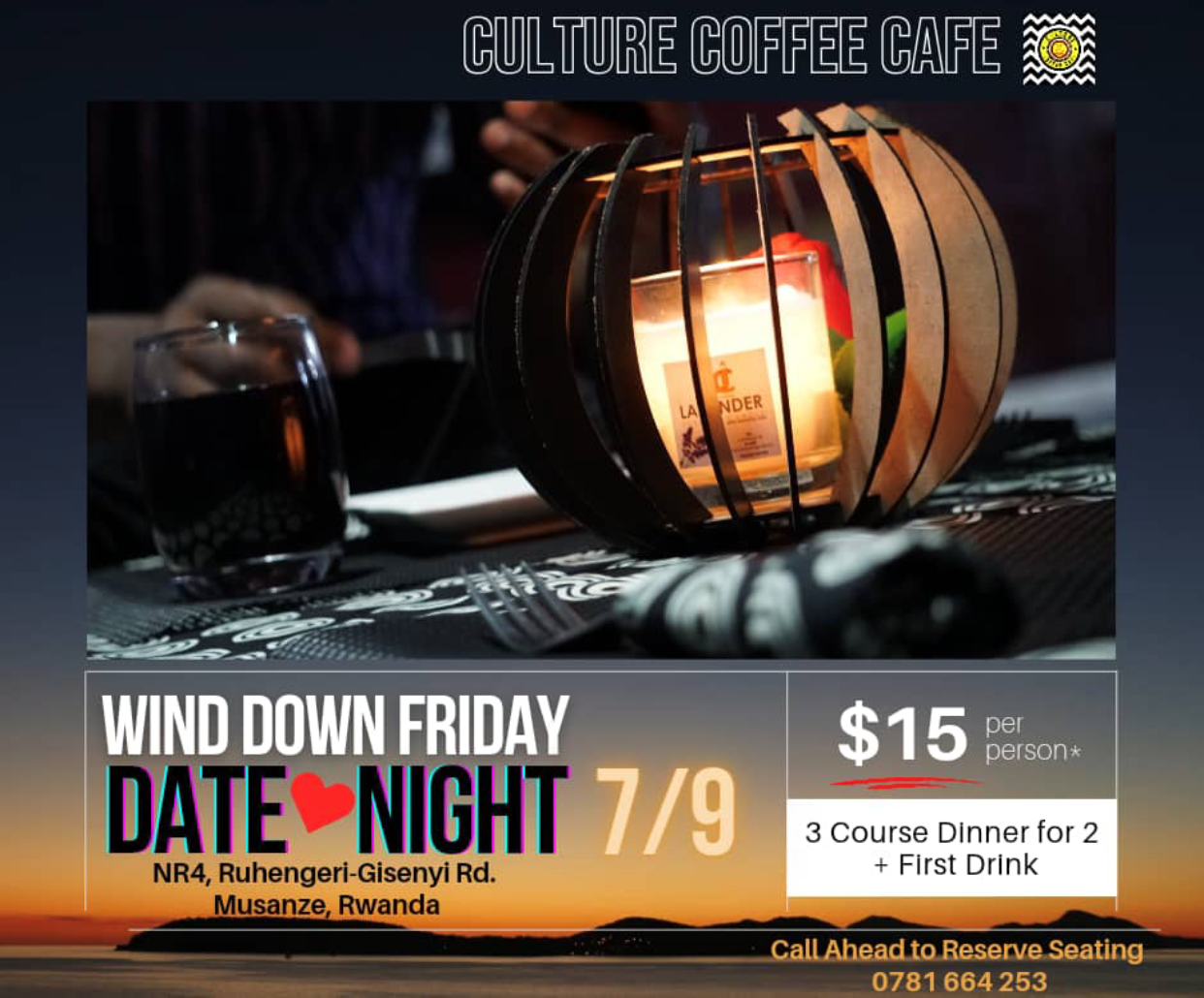 Flyer for Culture coffee cafe friday date night